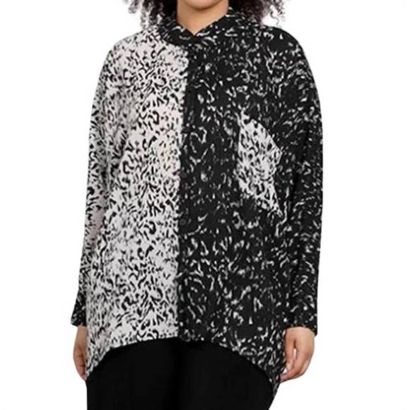 NEW SYMPLI whisper two tone boxy shirt in animal - Picture 1 of 1